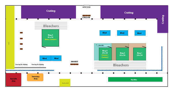 Center Arena ring layout with 3 Course 1 and 2 rings
